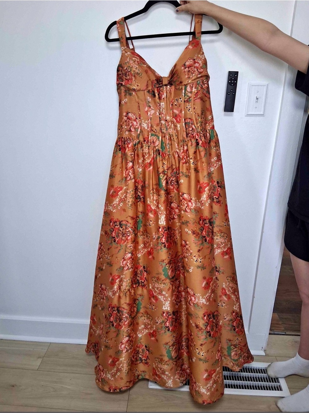 Azazie Rust Floral Formal Dress